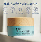 Kind Science neck treatment jar with wooden cap on a neutral background