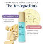 Kind Science Overnight Repair product with shea butter and niacinamide on a white background