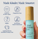 Kind Science Overnight Repair skincare product with certification icons on a white background