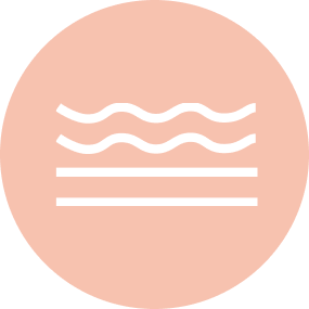 Icon of waves with wavy lines on a peach-colored circle