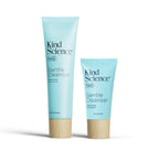 Large and small tubes of Kind Science Gentle Cleanser on a white background