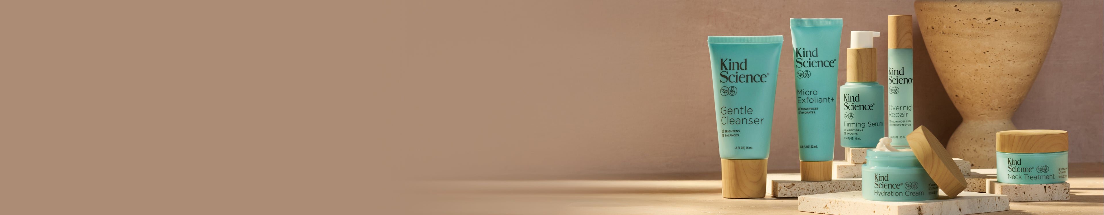 Kind Science products on beige background