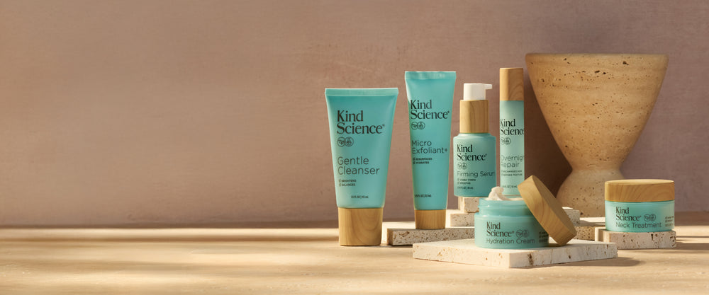 Shop Banner showing Kind Science products with a tan background